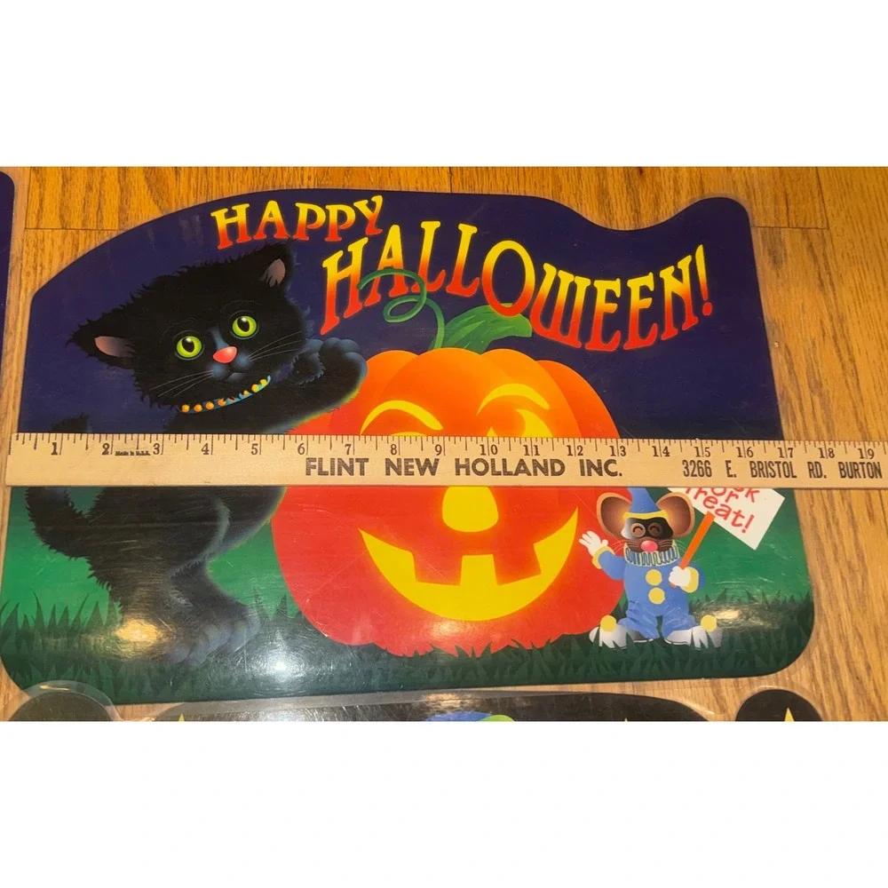 Vintage 1996 Bright of America Halloween Placemats Set of 6 Double Sided USA